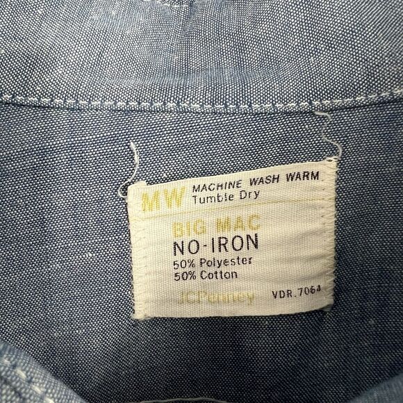 VTG 1970's Big Mac Womens Blue Embroidered Chambray Shirt God Bless America - Picture 2 of 10